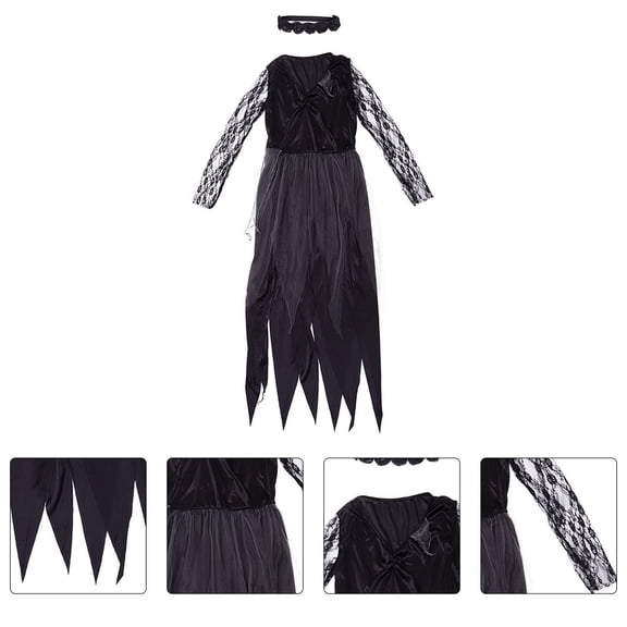 BESTYASH Scary Ghost Bride Costume Black Spandex 1Pack