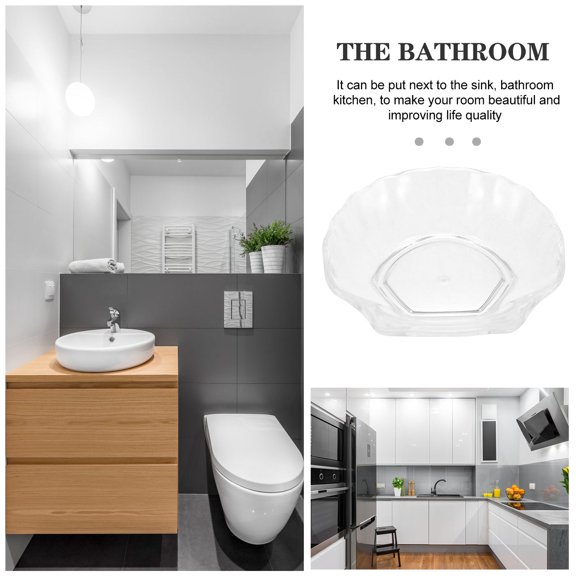 BESTYASH Seashell Soap Dish for Bathroom 1Set Transparent Plastic Soap Storage Home Use