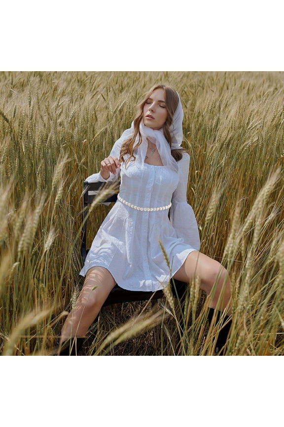 White Zinc Alloy Seashell Waist Chain Belt for Women, Fashion Accessory for Special Events, 1 Piece