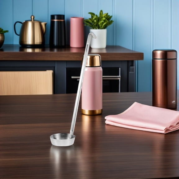 BESTYASH Serving Ladle for Sauce in Stainless Steel with Flat Bottom for Easy Container Access