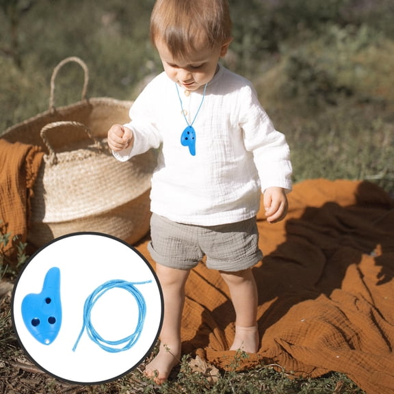 BESTYASH Set of 4 Mini Ocarina Instrument Blue ABS Plastic Soothing Pitch Easy to Learn