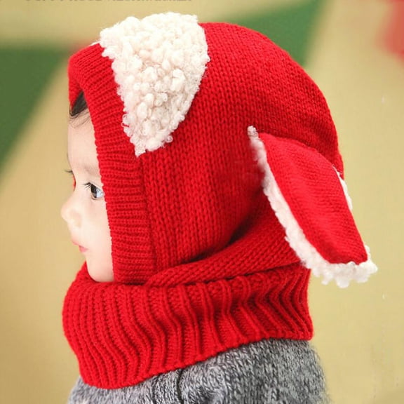 BESTYASH Winter Hat Scarf Earflap in Red Soft Knitted Woolen Coif for Cold Days