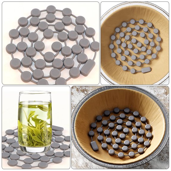 BESTYASH Multifunctional Grey Silicone Pot Mat Insulation Chain with Baking Pie Weights