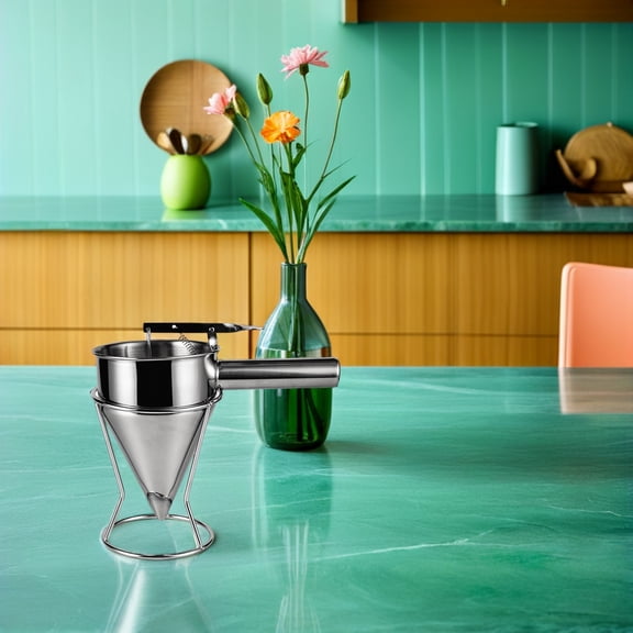 BESTYASH Silver Octopus Balls Tool Piston Funnel Dispenser for Baking and Cooking with Easy Storage