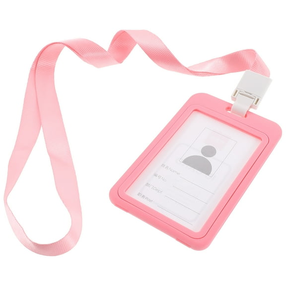 BESTYASH 1Set Pink Id Card Holder with Transparent Window Secure Name Tag Cover