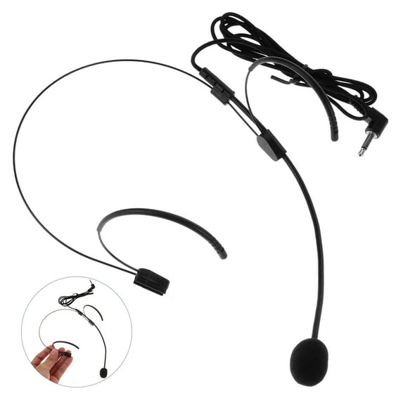 BESTYASH Black Headset Microphone for Singing and Stage Performance, Lightweight Plastic Wired Mic, 1 Piece