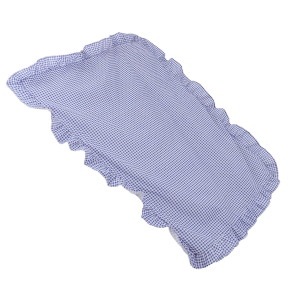BESTYASH Sky Blue Checkered Gingham Tablecloth with Frilled Edge for Vintage and Modern Table Settings