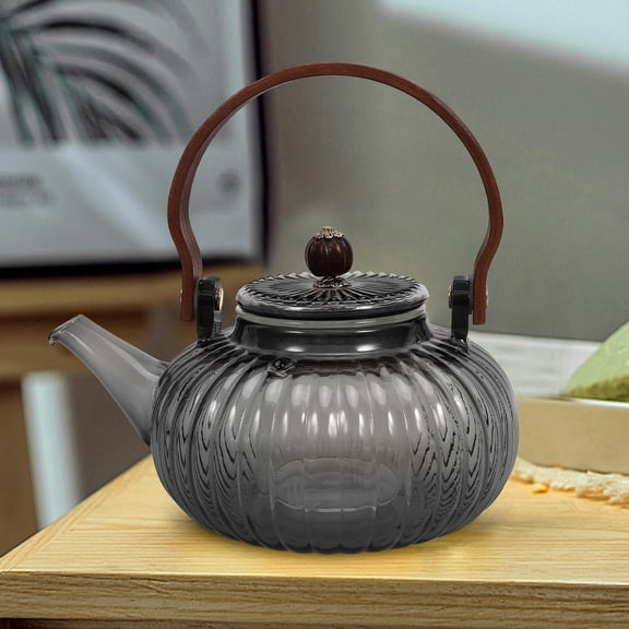 BESTYASH Glass Tea Pot with Handle for Home and Office Smooth Surface Grey Stylish Design