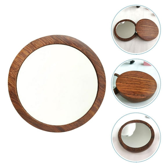 BESTYASH Small Hand Mirror for Applying Cosmetics Light Brown 1Set