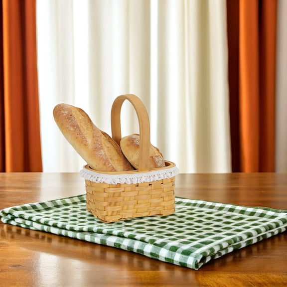 BESTYASH Small Handheld Wood Chip Flower Basket for Wedding Favors and Floral Storage