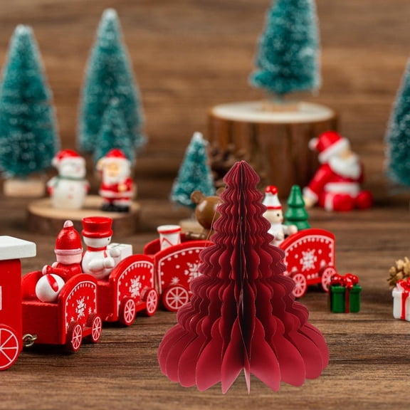 BESTYASH Small Red Honeycomb Xmas Tree Decoration for Party and Home Display