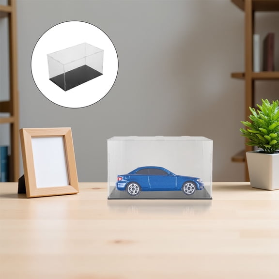 BESTYASH Clear Acrylic Display Case for Model Cars, Figurines, Collectibles - Small Transparent Protective Display Showcase