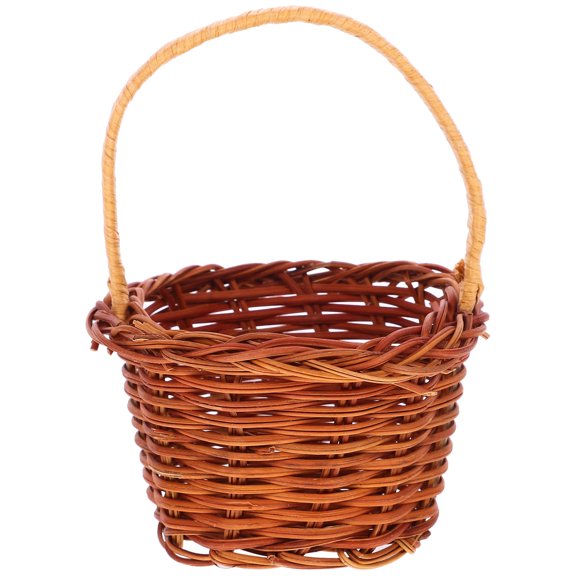 BESTYASH Small Woven Basket Rattan Pretend Play Light Brown 1Set