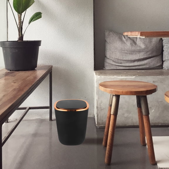 BESTYASH Black Smart Bathroom Trash Can with Automatic Lid and Odor Blocking, Ideal for Kitchen Use