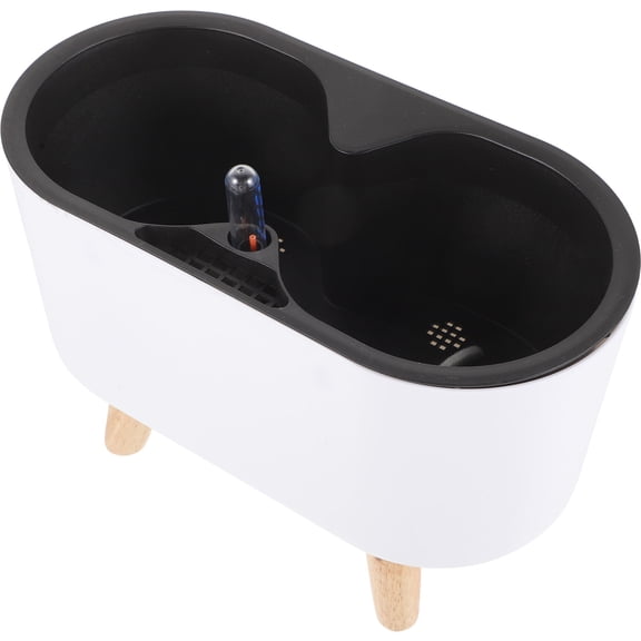 BESTYASH Smart Self-Watering Planter, White Plastic, Wooden Legs, Home Use, Water Level Indicator