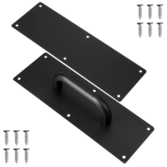 BESTYASH Smooth Edge Black Push Pull Door Handle Plate Stainless Steel for Home Doors