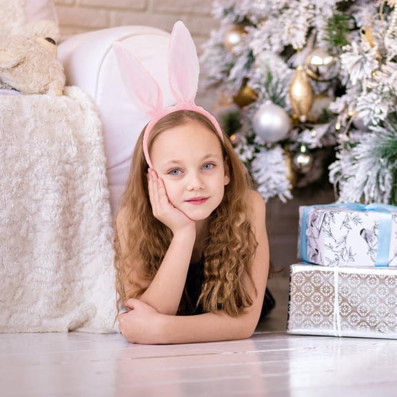 BESTYASH Soft White Plush Ears Hairband Fleece Fabric Comfortable Headband for Stylish Wear