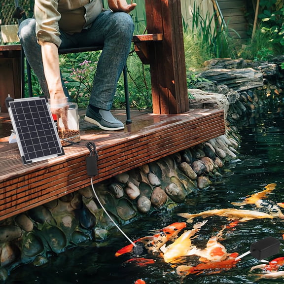 BESTYASH Solar Powered Fish Pond Pump Black Aquarium Air Pump with Sturdy Construction and Easy Use