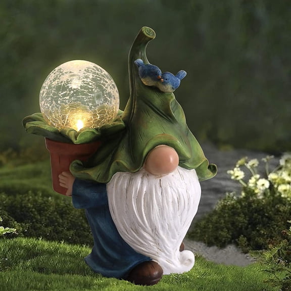 BESTYASH Solar Powered Garden Ornaments Resin Table Lamp for Outdoor Use 1 Set