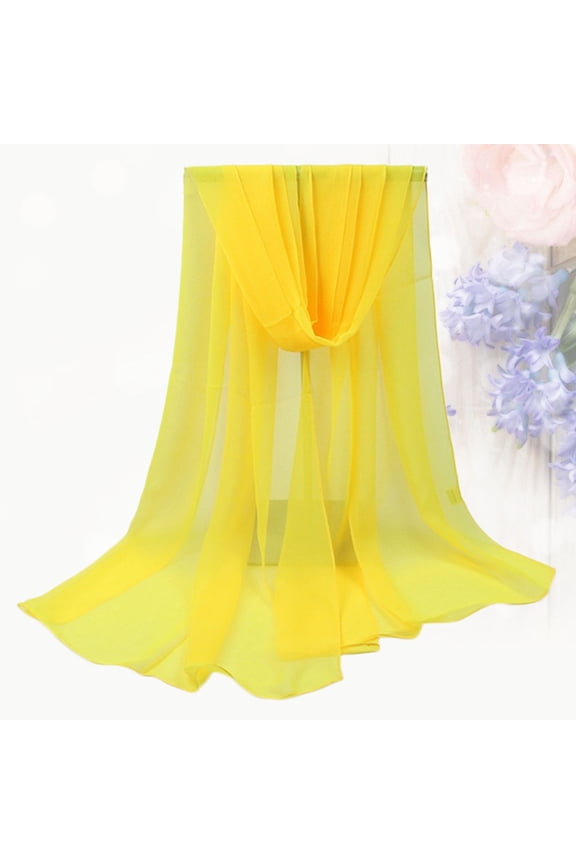 Solid Color Polyester Fiber Scarf Yellow Sunscreen Shawl Ideal for Party Beach Travel