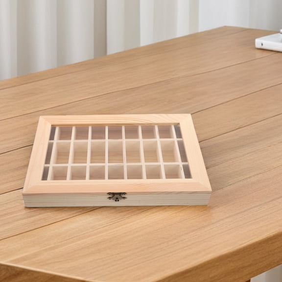 BESTYASH Solid Wood Rock Display Case with Clear Lid for Professional Geological Specimen Use