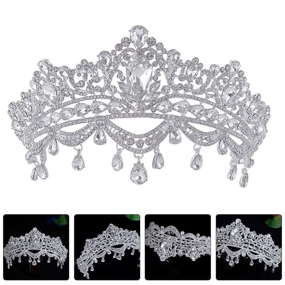 BESTYASH Sophisticated Plated Silver Rhinestone Wedding Crown for Bride with Zinc Alloy Material