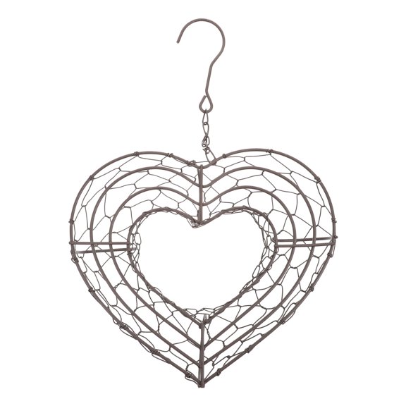 BESTYASH Space Saving Heart Wire Wreath Hanging Planter Frame for Balcony and Apartment Plant Display