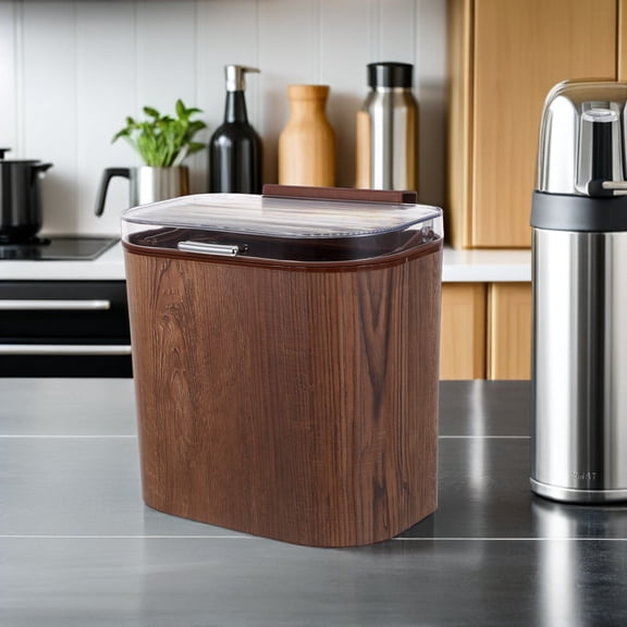 BESTYASH Space Saving Wall Mounted Compost Pail with Lid Light Brown for Kitchen Cabinet Or Bathroom