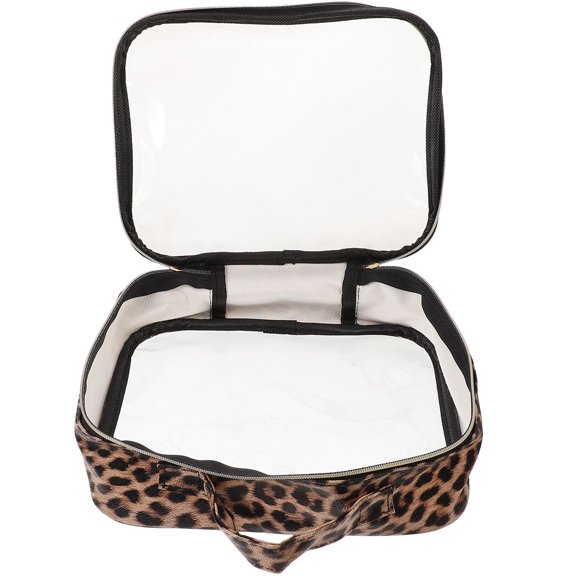 BESTYASH Splashproof Leopard Makeup Organizer Bag Perfect for Travel Business Trips and Daily Use