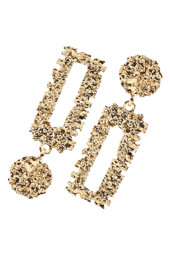 Square Drop Earrings Golden Alloy Geometric Elegance For Women Casual Gatherings 1 Pair