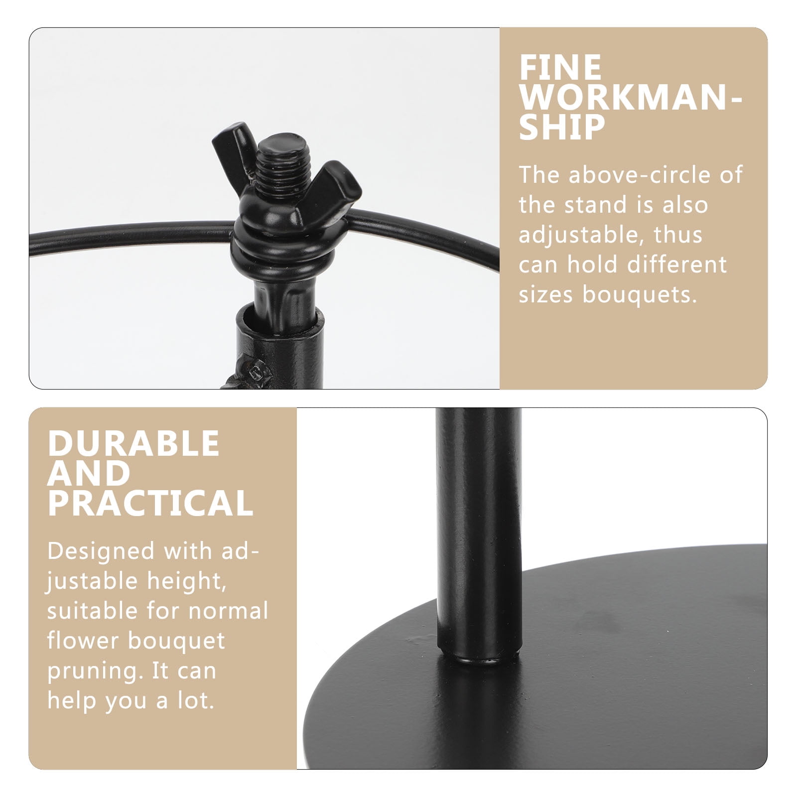 BESTYASH Stable Base Bouquet Stand Holder in Black with Adjustable Height for Bouquets