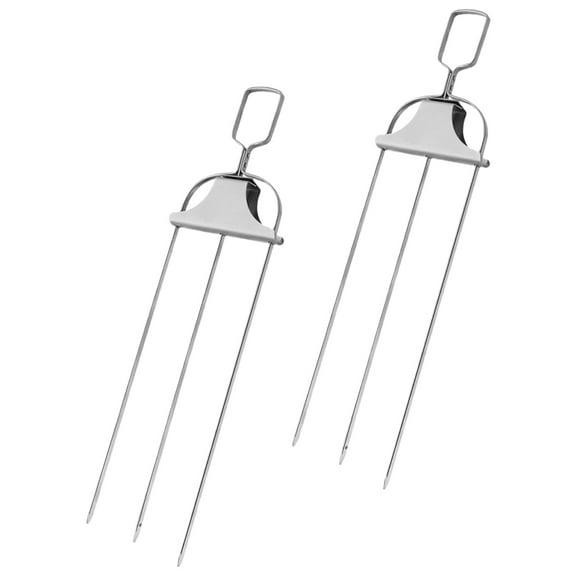BESTYASH Stainless Steel Rotisserie Forks for BBQ Grilling Meat and Vegetables, Compatible with Most Rods, 2-Piece Set