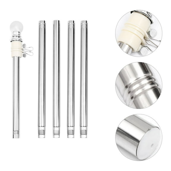 BESTYASH Stainless Steel Flagpole Kit Wall Mount with Rotating Rings for Outdoor and Indoor Use Silver