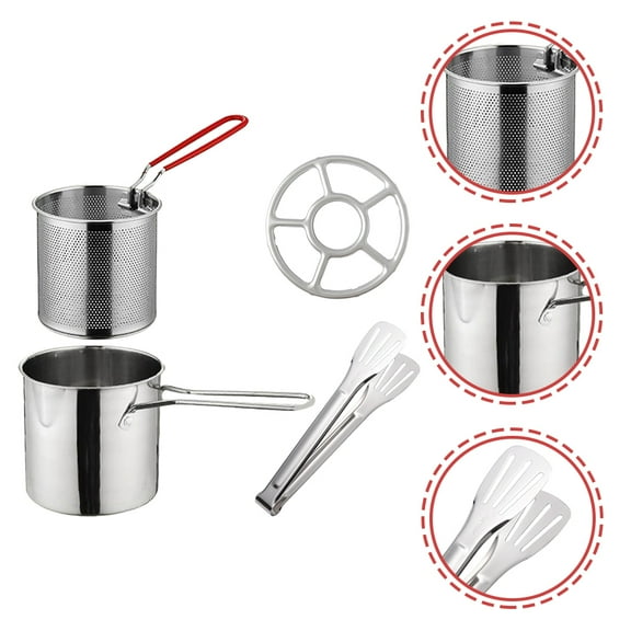 BESTYASH Stainless Steel Fry Basket Set for Home Cooking with Ergonomic Handle and Multi-Purpose Fry Pot in Assorted Colors