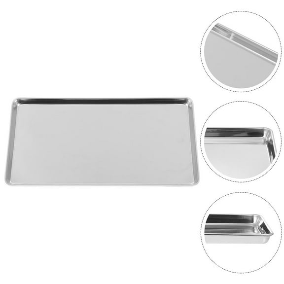 BESTYASH Stainless Steel Serving Tray for Home Use Silver Rectangular Design Perfect for Parties and Buffets 16.0 x 12.0 inches