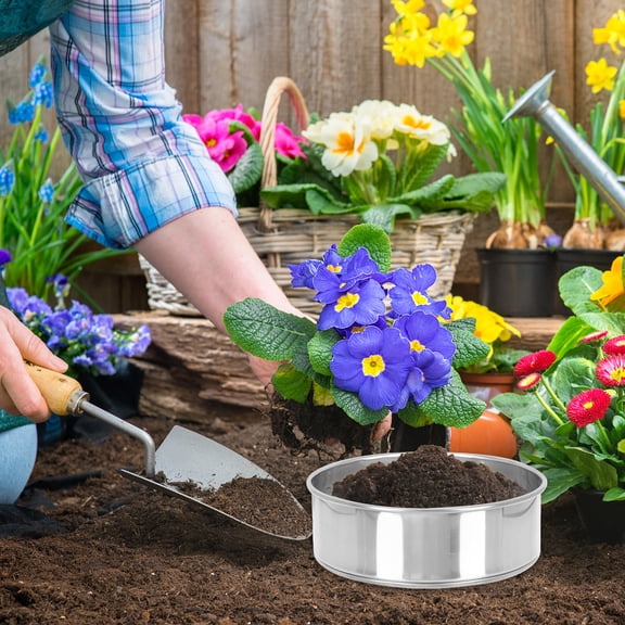 BESTYASH Stainless Steel Garden Soil Strainer Manual Sieve Multifunctional Design 1-Pack for Outdoor Use