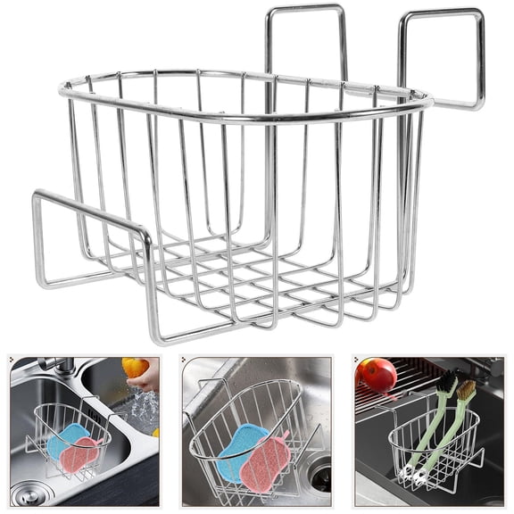 BESTYASH Stainless Steel Hanging Sponge Holder Basket for Kitchen Sink, Rust-Resistant Organizer, and Space-Saving, 1 Set