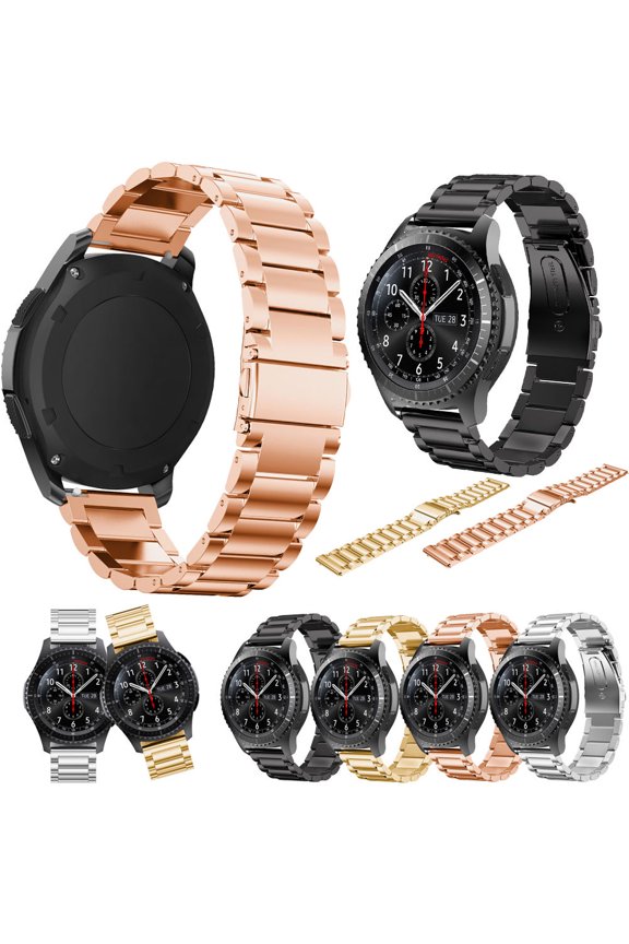 Golden Stainless Steel Watch Band Compatible with Galaxy Watch Gear, Seamless Welding Strap