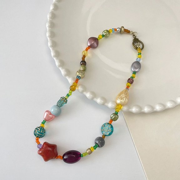 BESTYASH Star Beaded Necklace for Women Unique Choker and Collarbone Chain Fashion Jewelry Versatile Accessory 2pcs