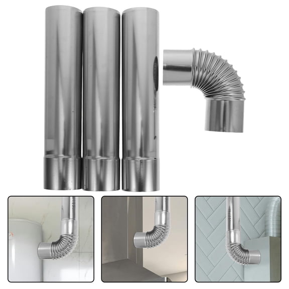 BESTYASH Stove Chimney Pipe Kit, 3pcs Stainless Steel Stove Flue Extension with 90 Degree Elbow Connector