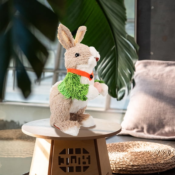 BESTYASH Straw Woven Rabbit Figurine Decorative Bunny Garden Ornaments Multi 1Pcs