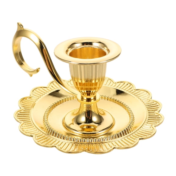 BESTYASH Sturdy Golden Metal Candle Holder Tray for Cozy Candlelight Dinner Atmosphere