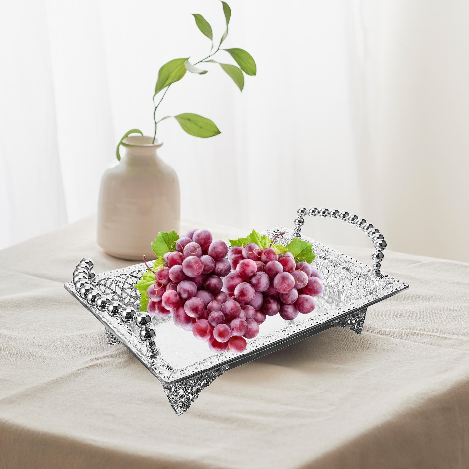 BESTYASH Sturdy Zinc Alloy Metal Tray with Handles for Candy Nuts and ...