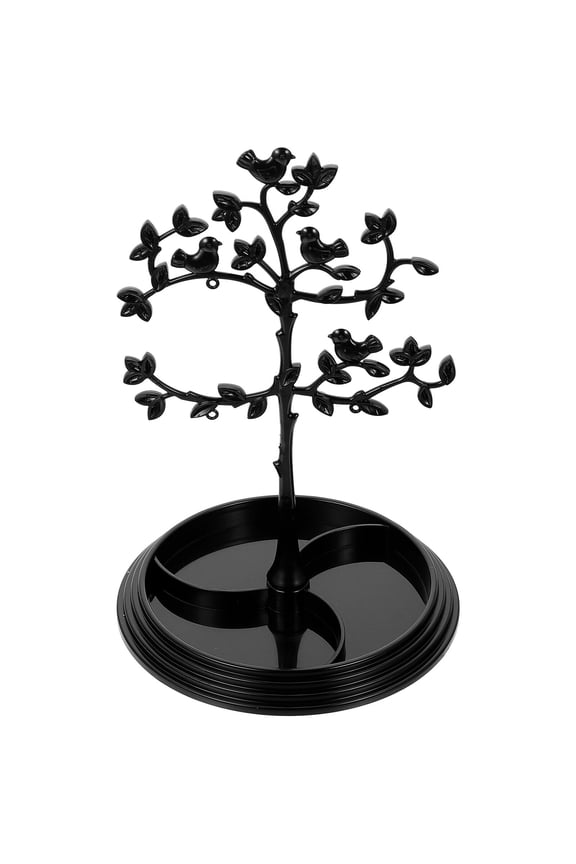 Black Plastic Necklace and Earring Display Tree with Stable Chassis for Vanity