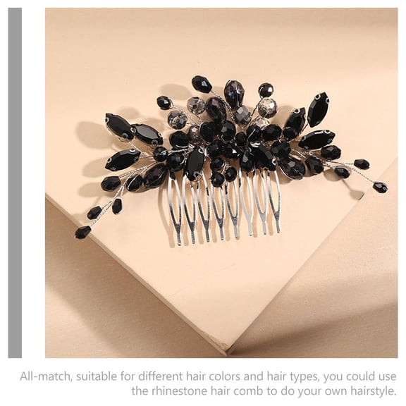 BESTYASH Black Rhinestone Hair Comb for Weddings, Elegant Bridal Hair Side Accessory, Decorative Sparkling Hairpiece