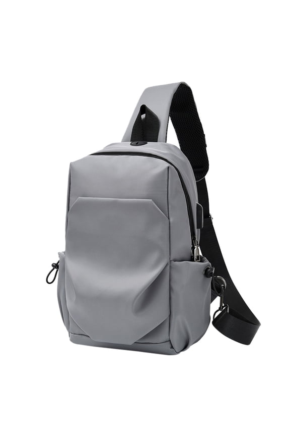 Stylish Grey Nylon Crossbody Bag for Storage with Adjustable Shoulder Belt and Zipped Pockets