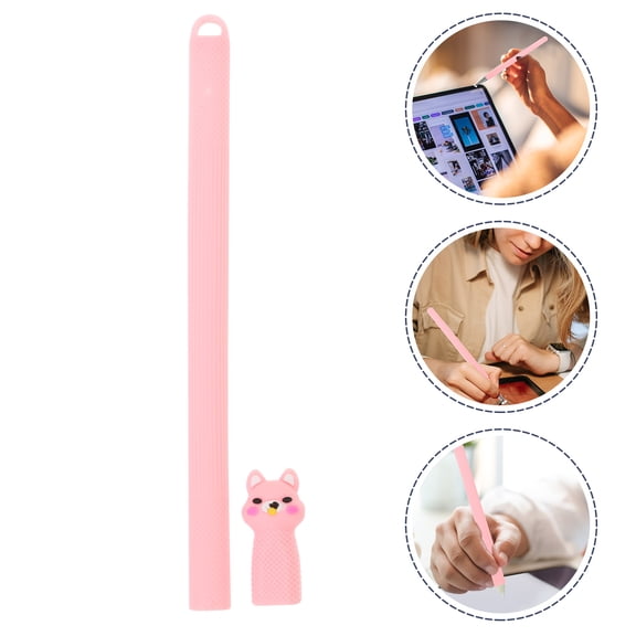 BESTYASH Silicone Pen Cap Pencil 2 Protection Sleeve Pink Scratch Protection Travel 1Set