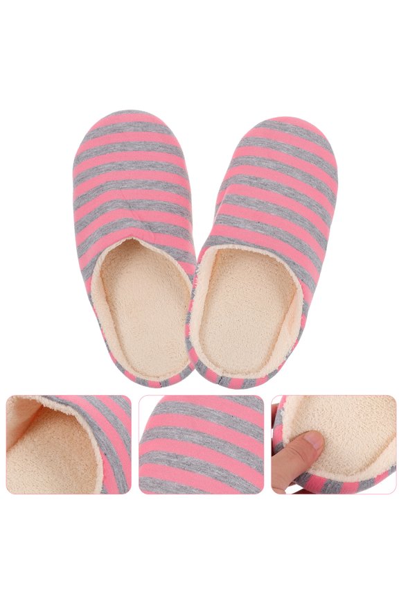 Unisex Cotton Slippers with Suede Sole, Warm Indoor Footwear Featuring Striped Design for Autumn and Winter Comfort
