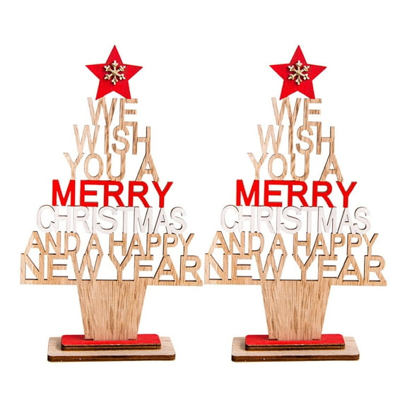 BESTYASH Tabletop Trees For Decorating 2Pcs Mini Christmas Tree Wood Beige Color