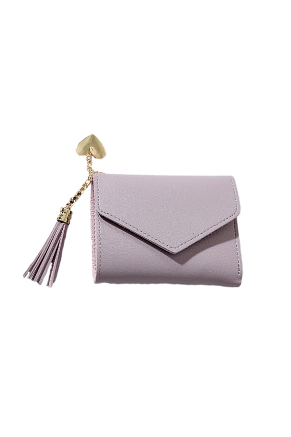 Tassel Lavender Coin Purse Small Pack Purse with Snap Closure for Easy Storage
